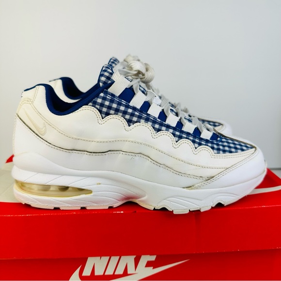 Nike Air Max 95 QS GS Gingham White Shoes Sneakers AH3808-101 Youth Size 6.5Y - Picture 3 of 10